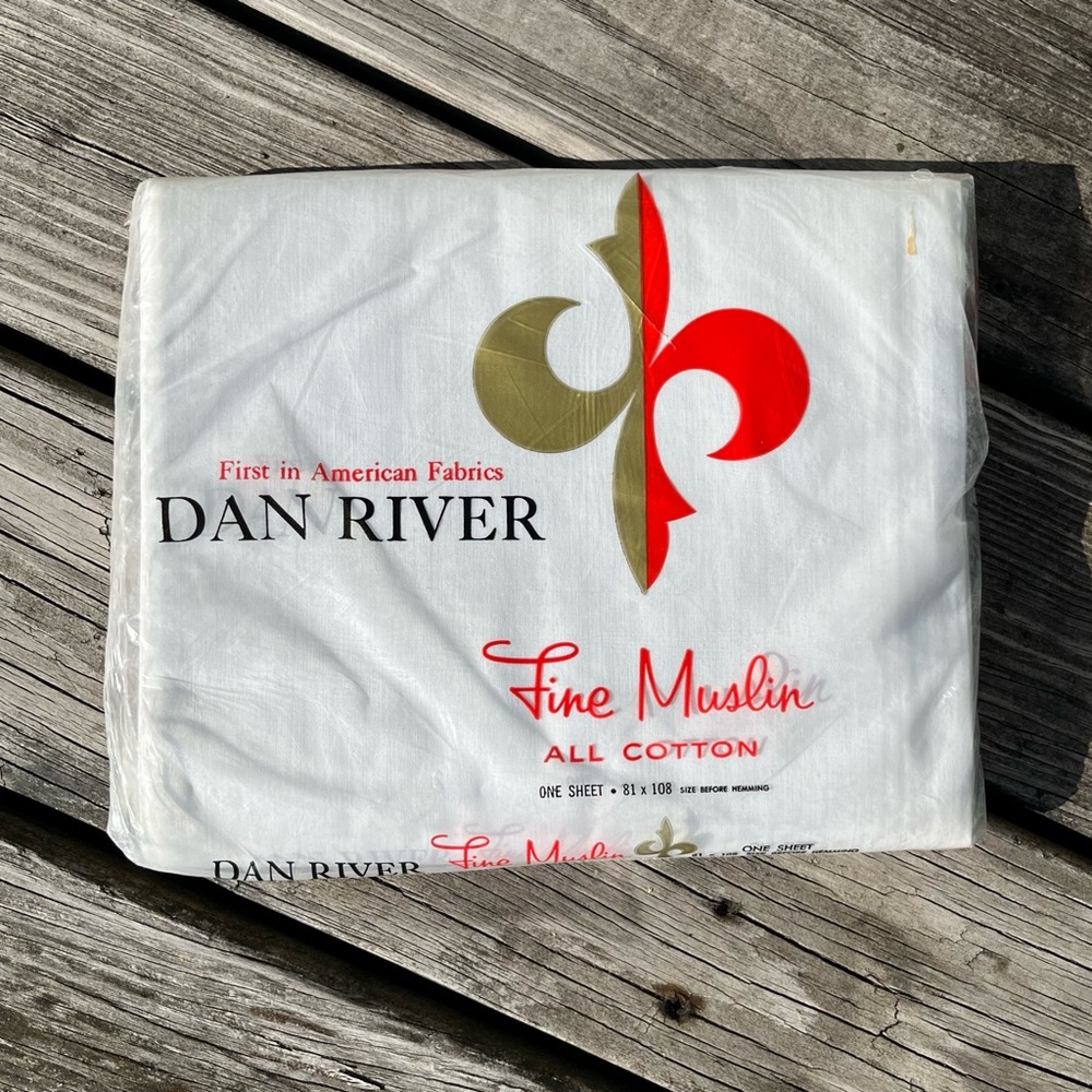 Vintage Sixties 60s Deadstock New in Package Dan River White Muslin Double Sheet